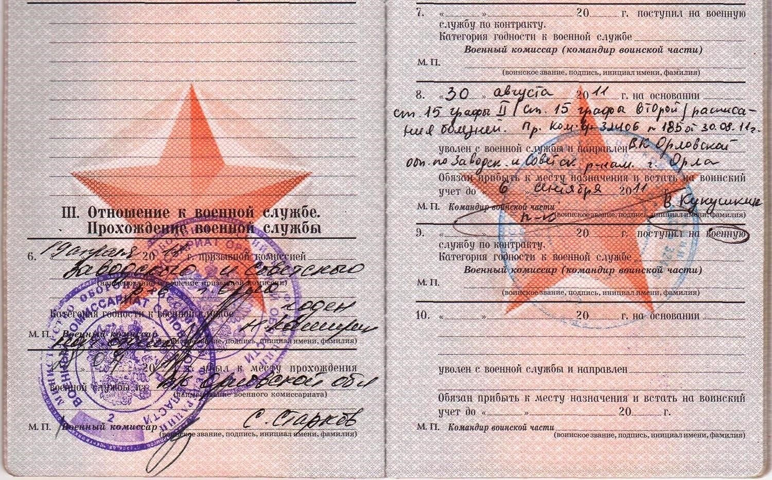 Незаконно ли иметь в военном билете запись по статье 25?