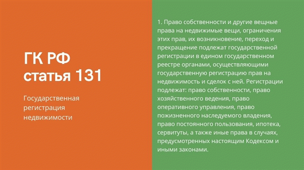 Цитата из гражданского кодекса в отношении государственной регистрации недвижимого имущества